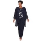 Plus Size Le Bos Embroidered Bell Sleeve Top, Cardigan & Pants Set, Women's, Size: 24 W, Blue (navy)