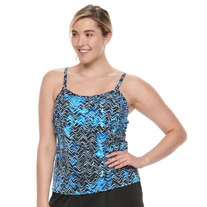 Plus Size Trimshaper Farrah Tummy Slimming Swim Romper, Women's, Size: 24 W, Blue