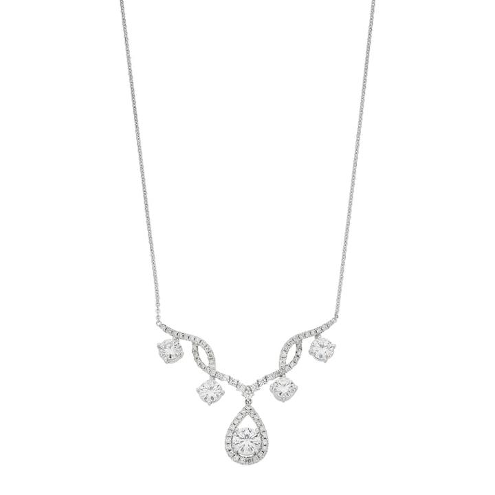 Forever Brilliant 14k White Gold 3 1/2 Carat T.w. Lab-created Moissanite Teardrop Necklace, Women's, Size: 18