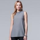 Women's Simply Vera Vera Wang Simply Separates Mockneck Top, Size: Xs, Med Grey