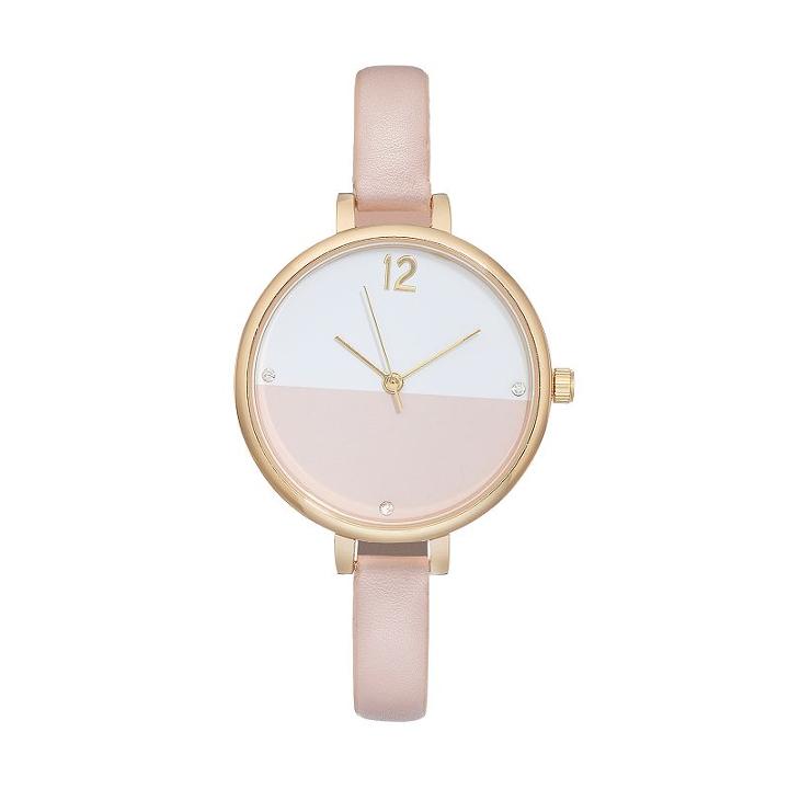 Women's Crystal Colorblock Watch, Size: Medium, Pink