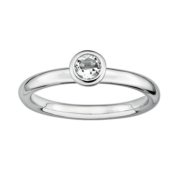 Stacks And Stones Sterling Silver White Topaz Stack Ring, Women's, Size: 7, Grey