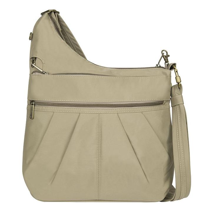 Travelon Signature Rfid-blocking Anti-theft Crossbody Bag, Adult Unisex, Beig/green (beig/khaki)