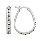 Platinum Over Silver Sapphire And Diamond Accent Pear Hoop Earrings, Women's, Blue