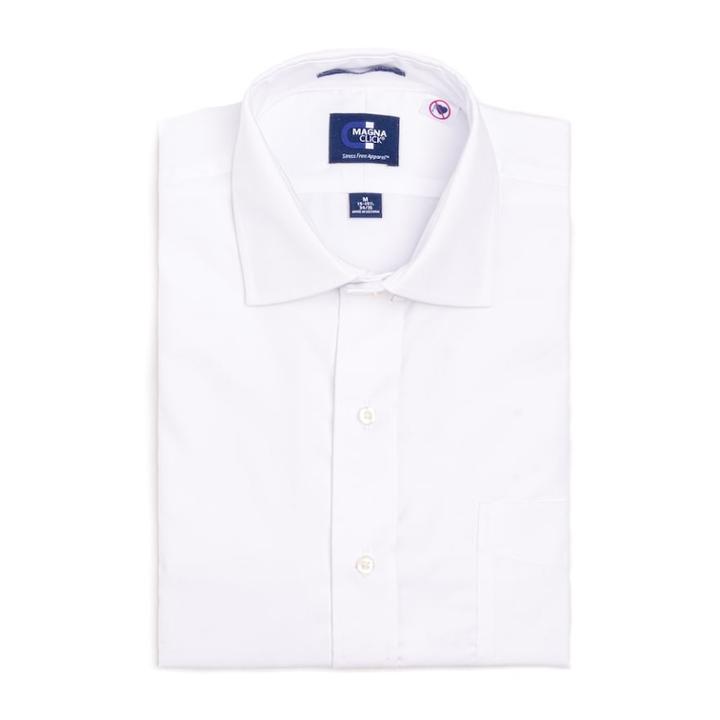 Men's Magnaclick Regular-fit Spread-collar Dress Shirt, Size: M-34/35, White