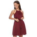 Juniors' Lily Rose Satin Halter Dress, Teens, Size: Small, Dark Red
