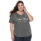 Plus Size Apt. 9 Graphic V-neck Tee, Women's, Size: 1xl, Dark Grey