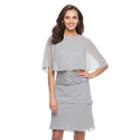 Women's Expo Sequin Lace Cape Shift Dress, Size: 16, Grey