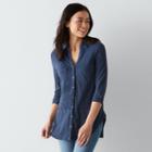 Petite Sonoma Goods For Life&trade; Button-front Roll-tab Shirt, Women's, Size: L Petite, Dark Blue