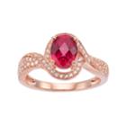 14k Rose Gold Over Silver Lab-created Ruby & White Sapphire Halo Ring, Women's, Size: 8, Red