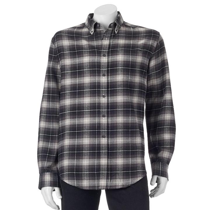 Big & Tall Croft & Barrow&reg; Classic-fit Plaid Flannel Button-down Shirt, Men's, Size: M Tall, White Oth