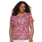 Plus Size Croft & Barrow Solid Henley Tee, Women's, Size: 1xl, Dark Pink