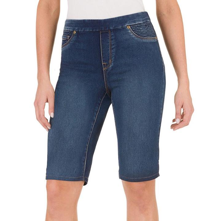 Women's Haggar Pull-on Bermuda Jean Shorts, Size: 4, Light Blue