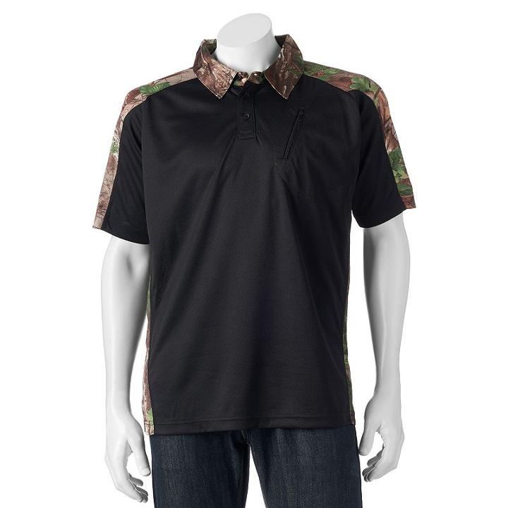 Men's Tallwoods Classic-fit Camo Colorblock Polo, Size: Xl, Black