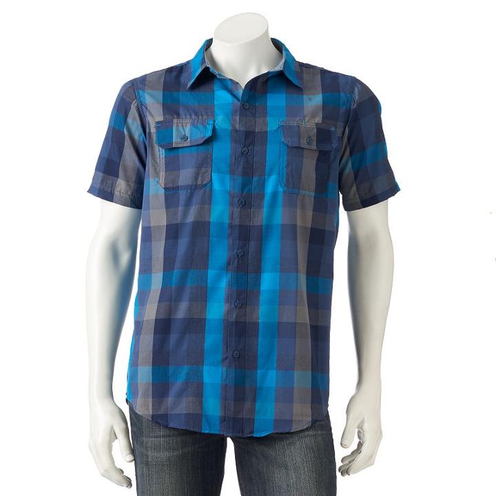 Men's Burnside Checked Button-down Shirt, Size: Xl, Blue