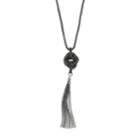 Mesh Knot & Tassel Pendant Necklace, Women's, Black