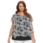 Plus Size Ab Studio Floral Flutter Top, Women's, Size: 2xl, Ovrfl Oth