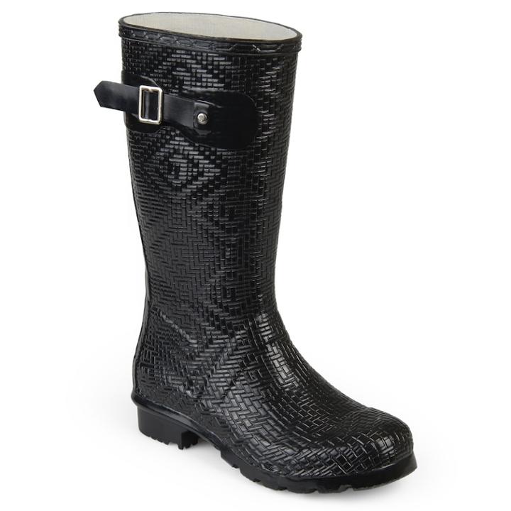 Journee Collection Drizl Women's Water Resistant Rain Boots, Size: Medium (9), Black