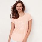 Women's Lc Lauren Conrad Slubbed Graphic Tee, Size: Small, Light Pink