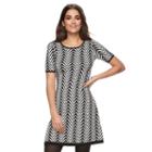 Petite Suite 7 Chevron Fit & Flare Sweaterdress, Women's, Size: S Petite, Black