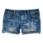 Girls 7-16 & Plus Size Mudd&reg; Tie-dye Mixed Print Shortie Jean Shorts, Size: 12 1/2, Blue