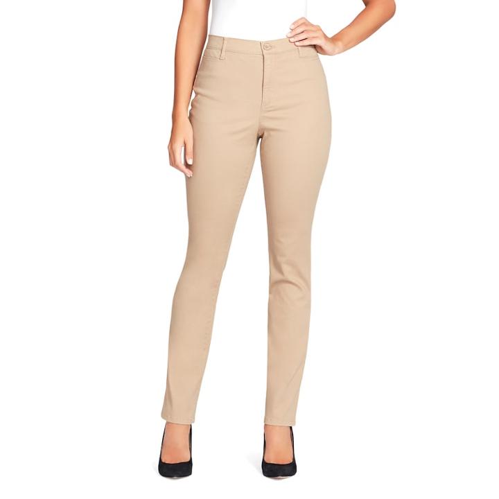 Women's Gloria Vanderbilt Amanda Modern Tapered Twill Pants, Size: 10 Avg/reg, Beig/green (beig/khaki)