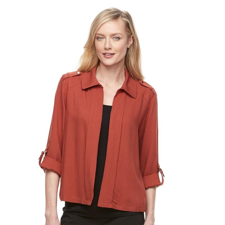 Women's Dana Buchman Roll-tab Jacket, Size: Xl, Orange