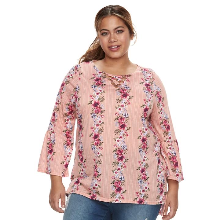 Plus Size French Laundry Lace-up Top, Women's, Size: 2xl, Red Overfl