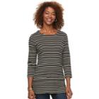 Women's Croft & Barrow&reg; Zippered Crewneck Top, Size: Small, Black