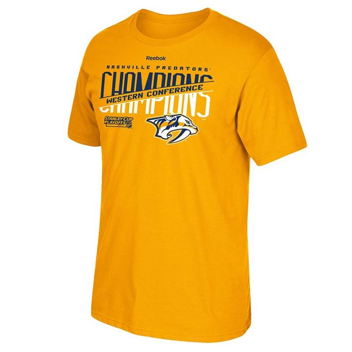 Men's Reebok Nashville Predators 2017 Conference Champions Split Roster Tee, Size: Large, Gold