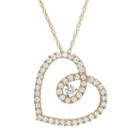 Cubic Zirconia 10k Gold Heart Pendant Necklace, Women's, Size: 18, White