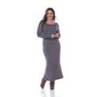Plus Size White Mark Solid Maxi Dress, Women's, Size: 2xl, Grey (charcoal)