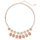 Peach Oval & Circle Link Necklace, Women's, Pink