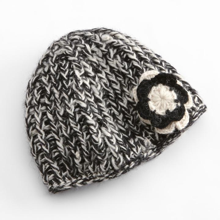 Sijjl Flower Knit Wool Beanie, Women's, Multicolor