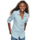 Juniors' So&reg; Chambray Button Down Shirt, Teens, Size: Small, Light Blue