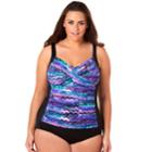 Plus Size Croft & Barrow&reg; Bust Minimizer Twist-front One-piece Swimsuit, Women's, Size: 16 W, Purple