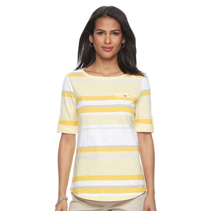 Women's Croft & Barrow&reg; Printed Slubbed Tee, Size: Xl, Gold