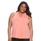 Plus Size Dana Buchman Pleated V-neck Tank, Women's, Size: 2xl, Lt Orange