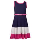 Girls 7-16 Bonnie Jean Pleated Colorblock Dress, Size: 14, Blue (navy)