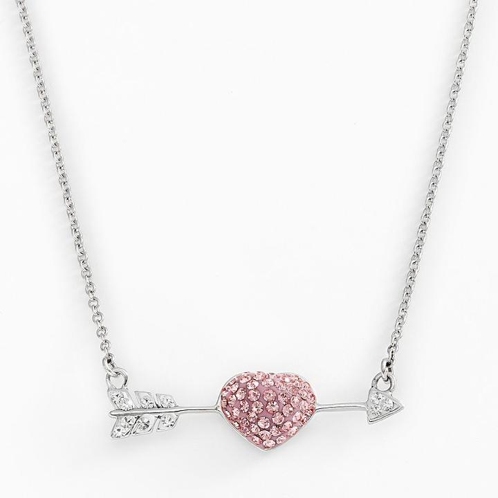 Amore By Simone I. Smith Platinum Over Silver Crystal Cupid's Arrow Necklace, Women's, Size: 16, Pink