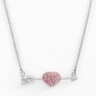 Amore By Simone I. Smith Platinum Over Silver Crystal Cupid's Arrow Necklace, Women's, Size: 16, Pink