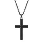 Lynx Men's Stainless Steel Cross Pendant Necklace, Size: 24, Black