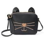 T-shirt & Jeans Metallic Cat Crossbody Bag, Women's, Black