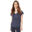Juniors' Iz Byer Ruched Back Striped Tee With Necklace, Teens, Size: Xs, Blue (navy)