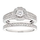 14k Gold 1 Carat T.w. Igl Certified Diamond Halo Engagement Ring Set, Women's, Size: 8.50, White