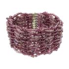 Purple Seed Bead Woven Multi Strand Stretch Bracelet, Women's