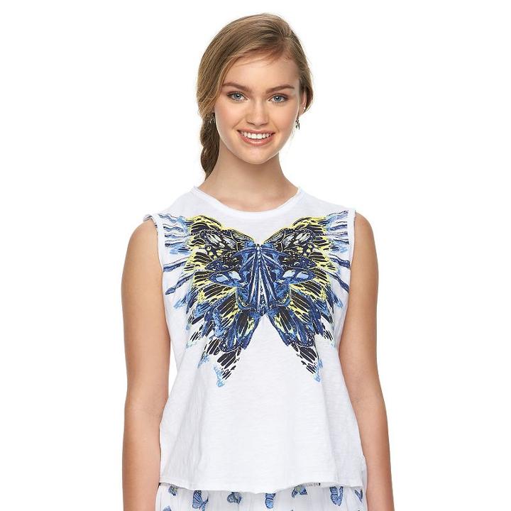 Disney's Alice Through The Looking Glass Designer Collection By Colleen Atwood Butterfly Graphic Tee - Juniors, Teens, Size: Small, White