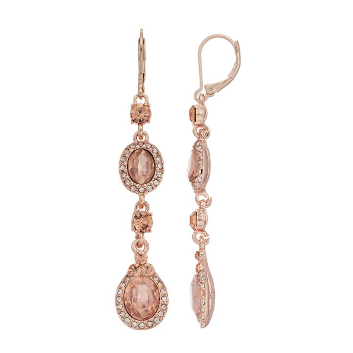 Napier Simulated Crystal Linear Drop Earrings, Women's, Light Pink