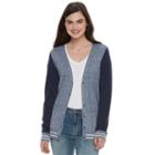 Juniors' So&reg; Colorblock Varsity Cardigan, Teens, Size: Large, Blue