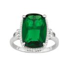 Sterling Silver Simulated Emerald & Lab-created White Sapphire Ring, Women's, Size: 6, Green